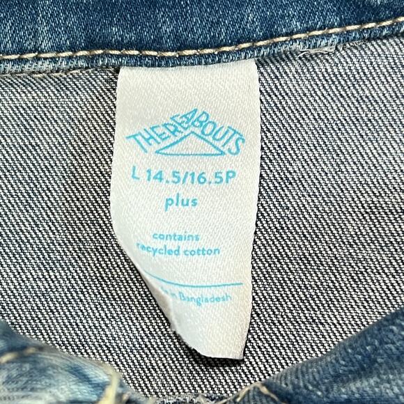Thereabouts Girls Denim Jacket Cropped Trucker Blue Size L 14.5 16.5 Plus NWTWT - Picture 3 of 7